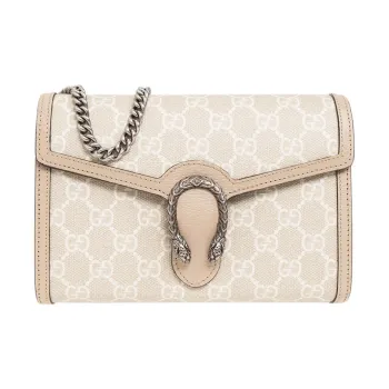 GUCCI Dionysus Leather Trim Chain Bag Wallet Crossbody Bag Shoulder Bag Women's Beige Yellow