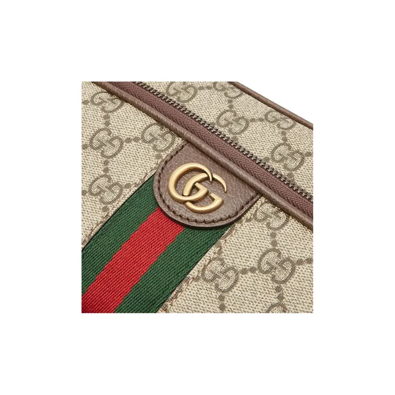 GUCCI Ophidia Canvas With Leather Trim Messenger Bag Shoulder Bag Crossbody Bag Small Size Men's Beige/Ebony-1