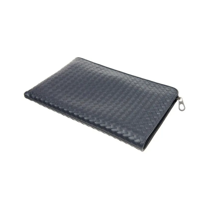 Bottega Veneta Cow Leather Clutch Men's Navy-3