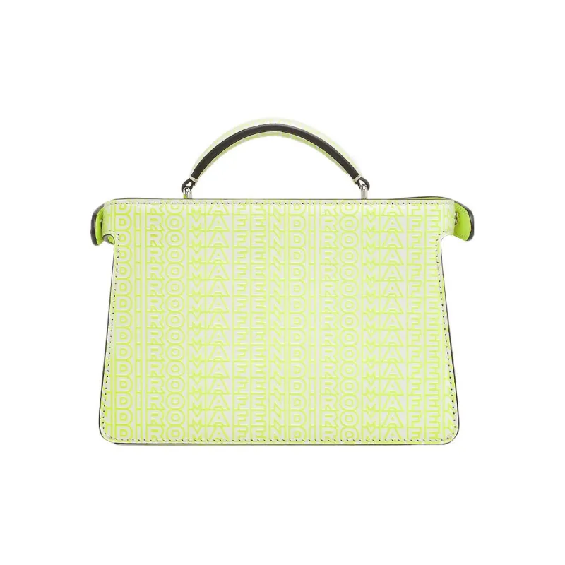 FENDI Peekaboo ISeeU Cow Leather Shoulder Bag, Crossbody Bag, Handbag Trumpets Men's Neon Yellow/White-2