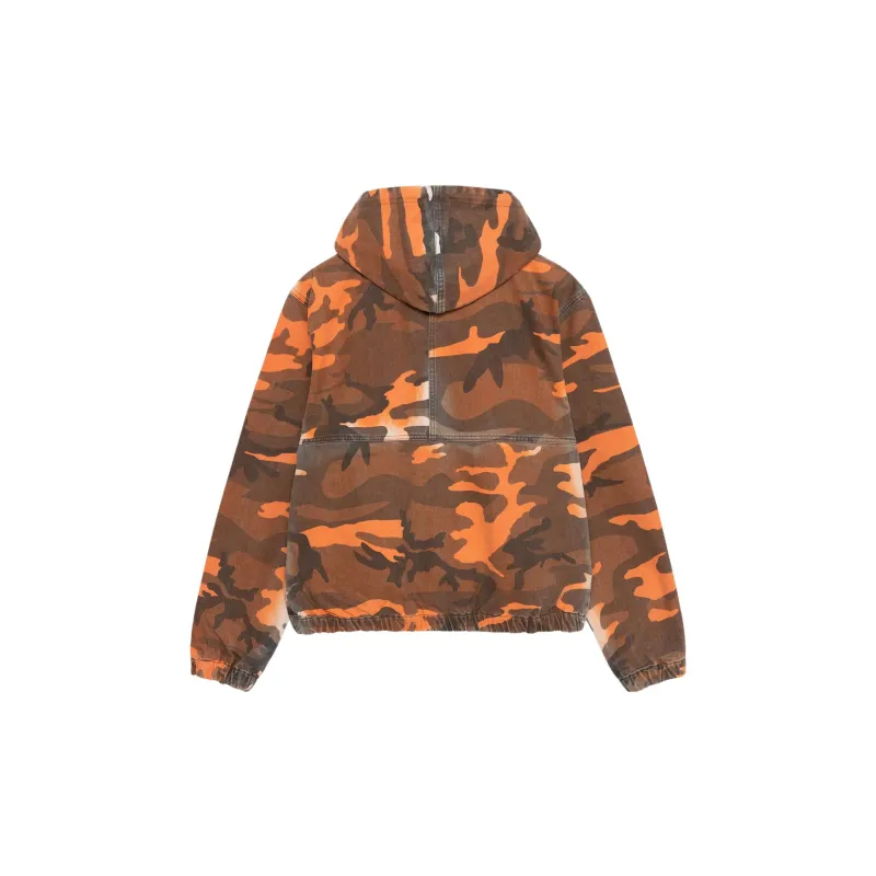Stussy Spray Dye Hooded Work Jacket Orange S - POIZON