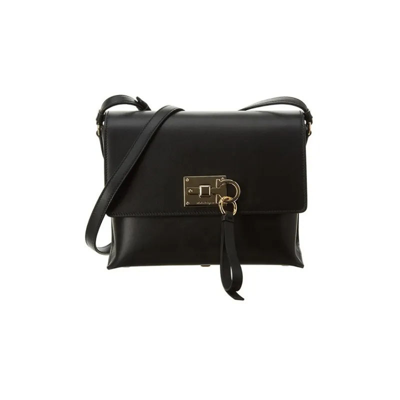 FERRAGAMO Cow Leather Shoulder Bag, Crossbody Bag Women's Black-0