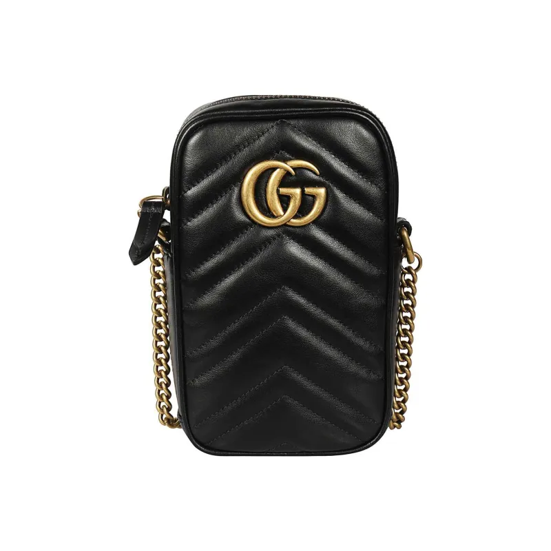 GUCCI Leather Cell Phone Pouch Crossbody Bag Shoulder Bag Women's Black-0