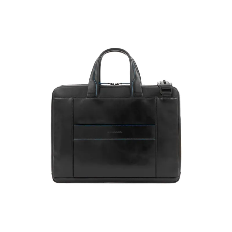 PIQUADRO Leather Briefcase, Handbag Regular Unisex Black-2