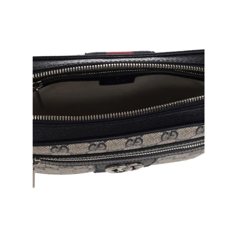 GUCCI Ophidia Canvas With Leather Trim Messenger Bag, Shoulder Bag, Crossbody Bag Trumpets Men's Beige/Blue-3