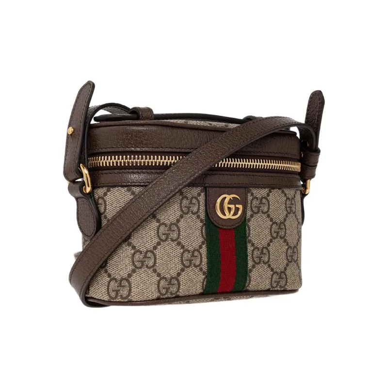 GUCCI Canvas With Leather Trim Handbag Shoulder Bag Crossbody Bag Mini Women's Ebony/Beige-1