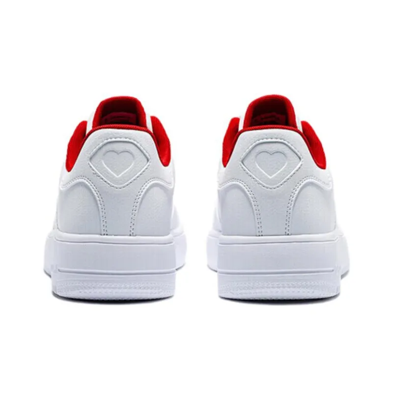 QIAODAN Skateboard Shoes Women's Low Top White/Red-3