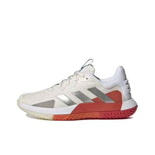 Adidas Solematch Control Sol Match Control Anti Slip Wear Resistant Low Top Tennis Shoes Women's Beige Silver