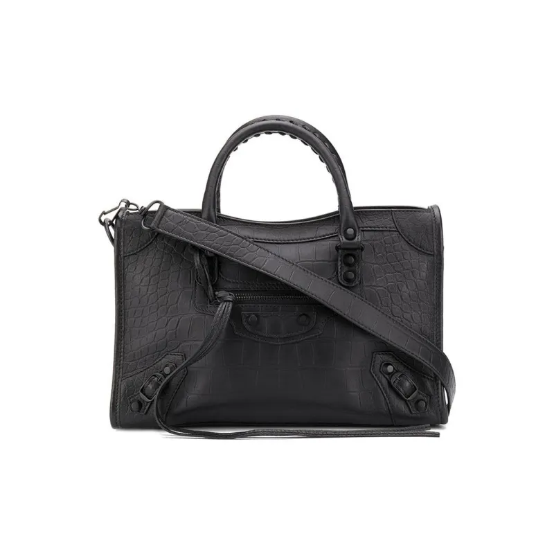 Balenciaga Cow Leather Briefcase Shoulder Bag Crossbody Bag Handbag Women's Black-0