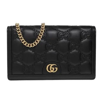 GUCCI Quilted Leather Small Square Bag Shoulder Bag, Crossbody Bag Mini Women's Black