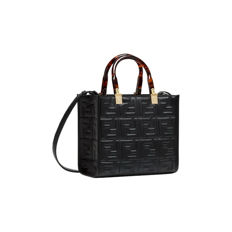 FENDI Sunshine Calfskin Tote Bag, Shopping Bag, Shoulder Bag, Crossbody Bag, Handbag Small Size Women's Black-1