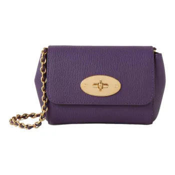 Mulberry Lily Cow Leather Messenger Bag, Crossbody Bag, Shoulder Bag Mini Women's Purple
