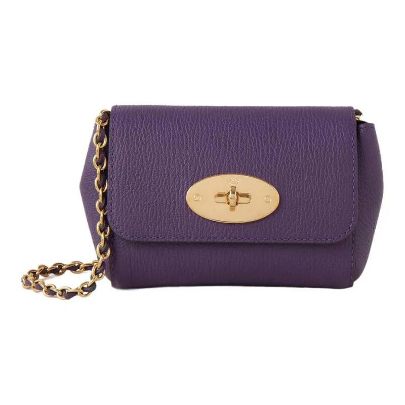 Mulberry Lily Cow Leather Messenger Bag, Crossbody Bag, Shoulder Bag Mini Women's Purple-0