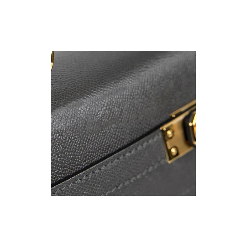 HERMES Kelly Madame Leather Kelly Bag Handbags Regular Women's 88 Graphite Graphite Gray-7