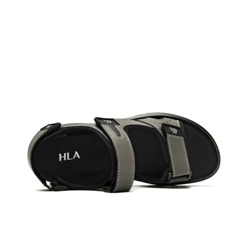 HLA Beach Sandals Men Black/Gray-12