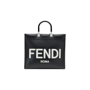 FENDI Sunshine Calfskin Tote Bag Shopping Bag Shoulder Bag Crossbody Bag Handbag Medium Size Women's Black
