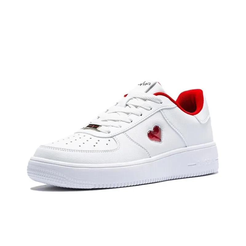 QIAODAN Skateboard Shoes Women's Low Top White/Red-1