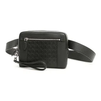FERRAGAMO Leather Sling Bags One Shoulder Crossbody Fanny Pack Regular Men's Black