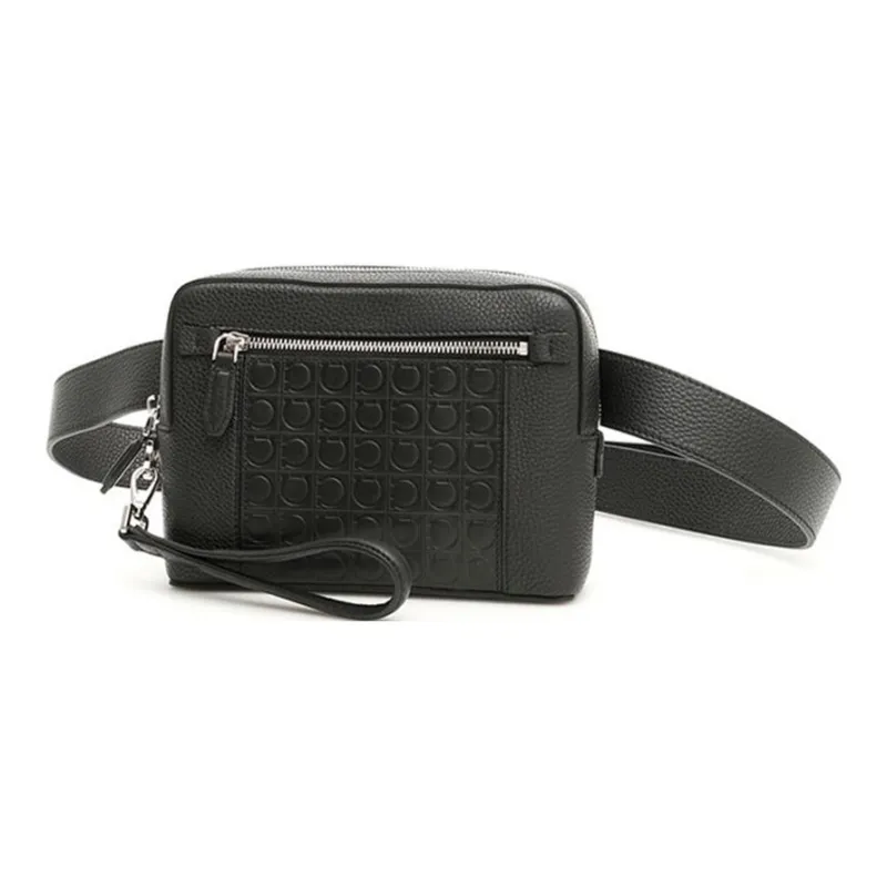 FERRAGAMO Leather Sling Bags One Shoulder Crossbody Fanny Pack Regular Men's Black-0