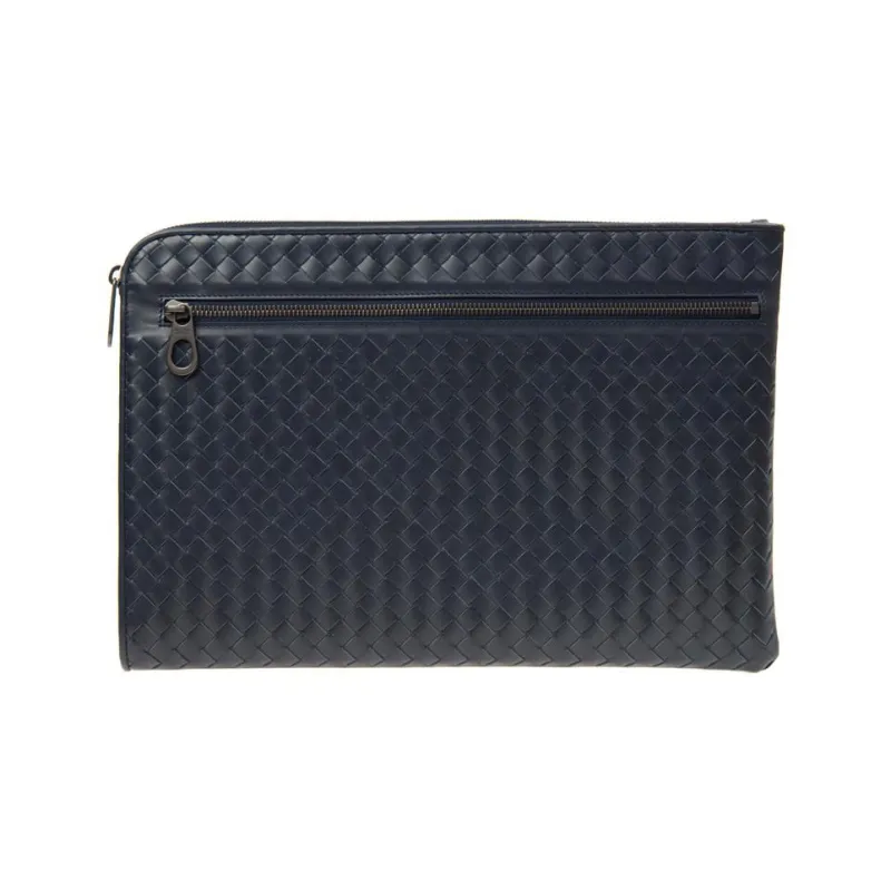 Bottega Veneta Cow Leather Clutch Men's Navy-2