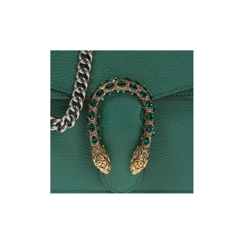 GUCCI Dionysus Leather Crossbody Bag, Shoulder Bag Women's Emeralds-4
