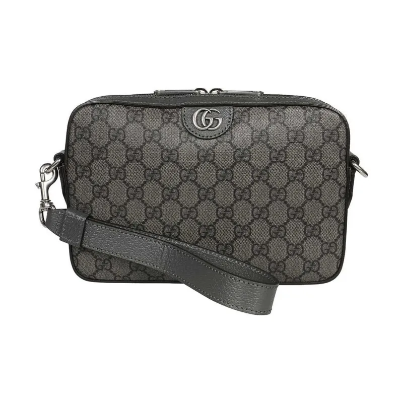 GUCCI Ophidia Canvas With Leather Trim Crossbody Bag Shoulder Bag Men's Gray-0