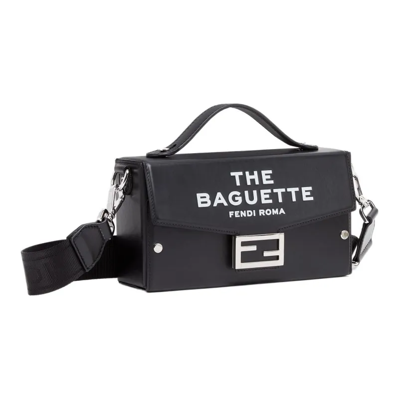 FENDI Marc Jacobs Collaboration Baguette Calfskin Shoulder Bag, Crossbody Bag, Handbag Regular Men's Black-1