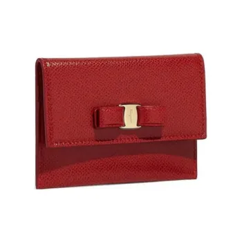 FERRAGAMO Embossed Calfskin Clutch Women's Red