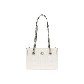 GUCCI GG Marmont Leather Shoulder Bag, Crossbody Bag Small Size Women's White