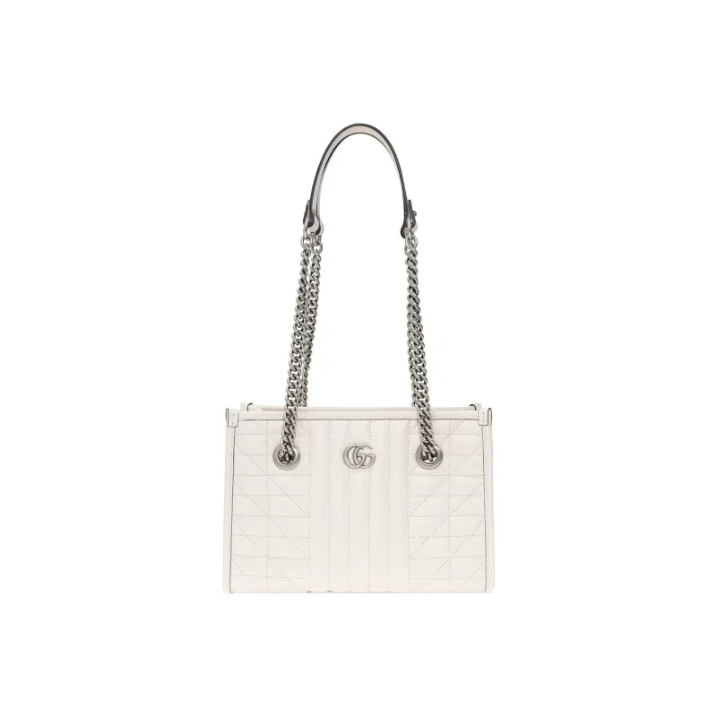 GUCCI GG Marmont Leather Shoulder Bag, Crossbody Bag Small Size Women's White-0