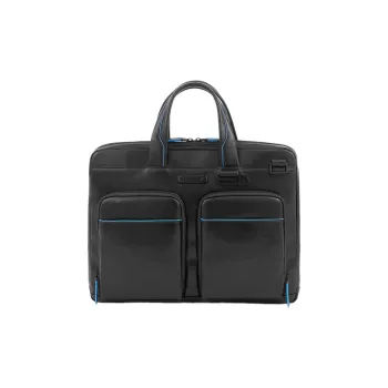 PIQUADRO Leather Briefcase, Handbag Regular Unisex Black