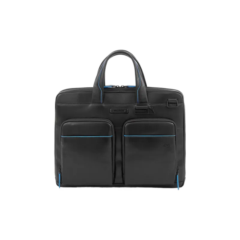 PIQUADRO Leather Briefcase, Handbag Regular Unisex Black-0