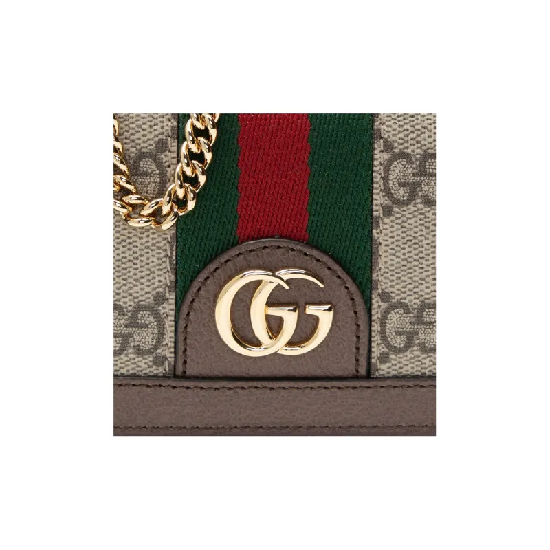 GUCCI Ophidia Leather Card Holder Shoulder Bag, Crossbody Bag Women's Ebony/Brown-4