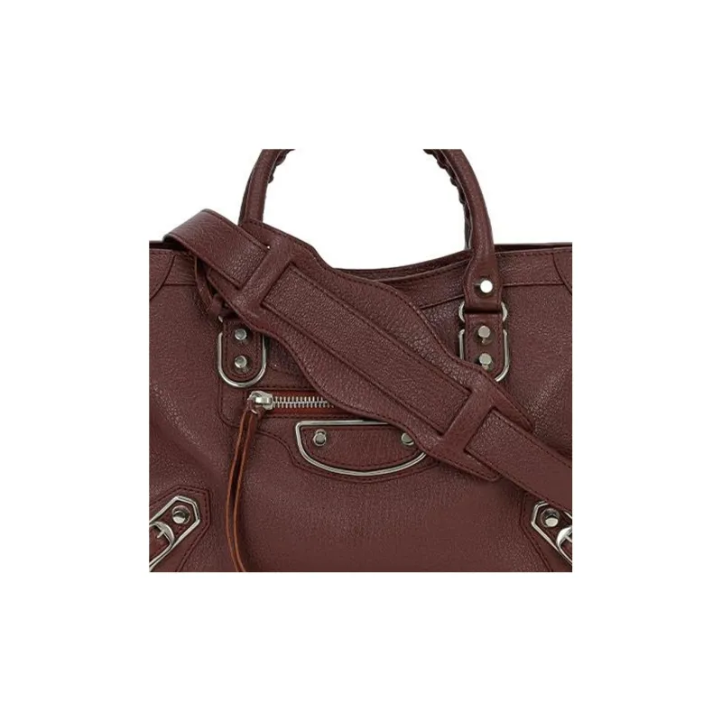 Balenciaga Leather Shoulder Bag Crossbody Bag Handbag Women's Brown-6