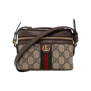 GUCCI Canvas With Leather Trim Handbag Shoulder Bag Crossbody Bag Mini Women's Ebony/Beige