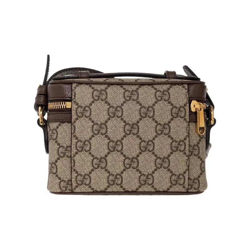 GUCCI Canvas With Leather Trim Handbag Shoulder Bag Crossbody Bag Mini Women's Ebony/Beige-2