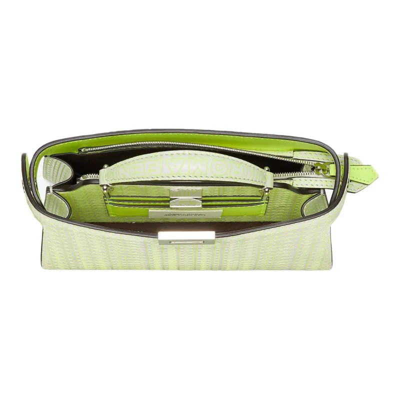 FENDI Peekaboo ISeeU Cow Leather Shoulder Bag, Crossbody Bag, Handbag Trumpets Men's Neon Yellow/White-3