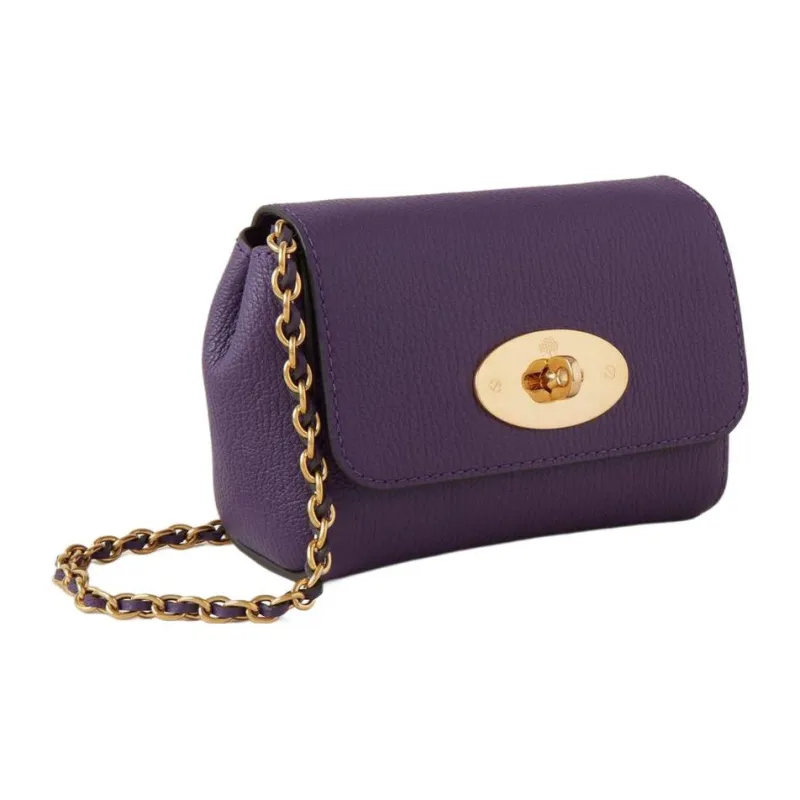 Mulberry Lily Cow Leather Messenger Bag, Crossbody Bag, Shoulder Bag Mini Women's Purple-1
