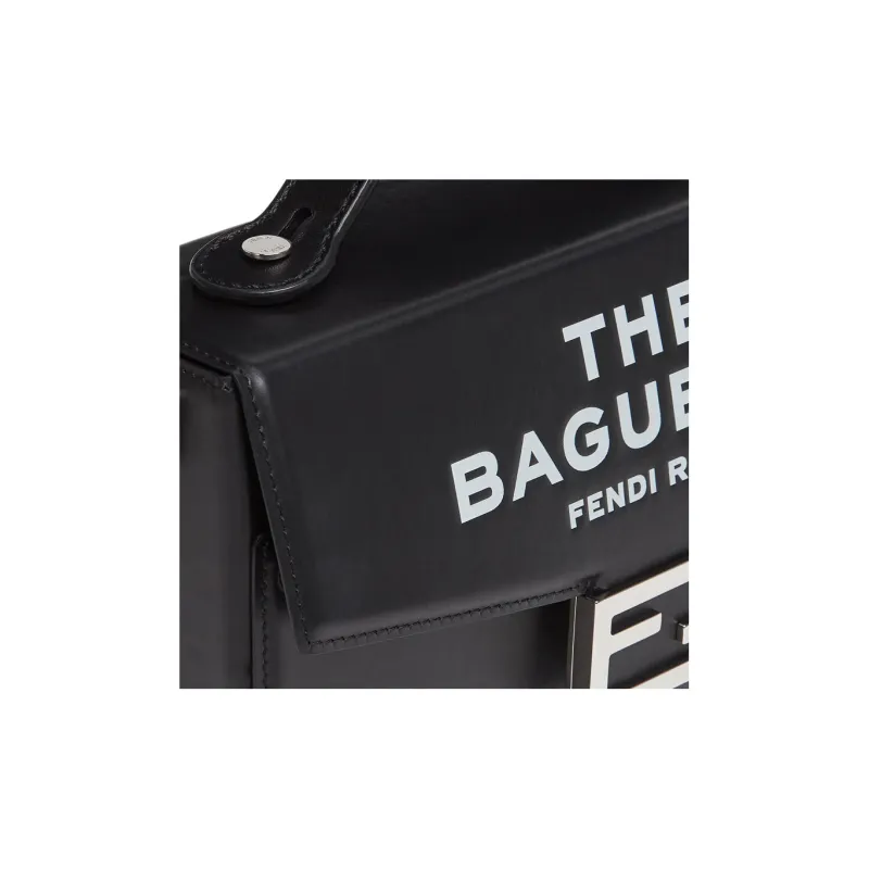 FENDI Marc Jacobs Collaboration Baguette Calfskin Shoulder Bag, Crossbody Bag, Handbag Regular Men's Black-4