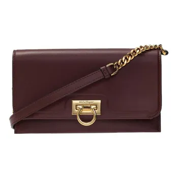 FERRAGAMO Cow Leather Crossbody Bag Shoulder Bag Women's Burgundy