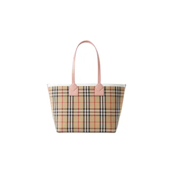 Burberry Leather Tote Bag Shopping Bag Handbag Small Size Women's Archive Beige/Dark Elegant Pink