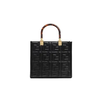 FENDI Sunshine Calfskin Tote Bag, Shopping Bag, Shoulder Bag, Crossbody Bag, Handbag Small Size Women's Black