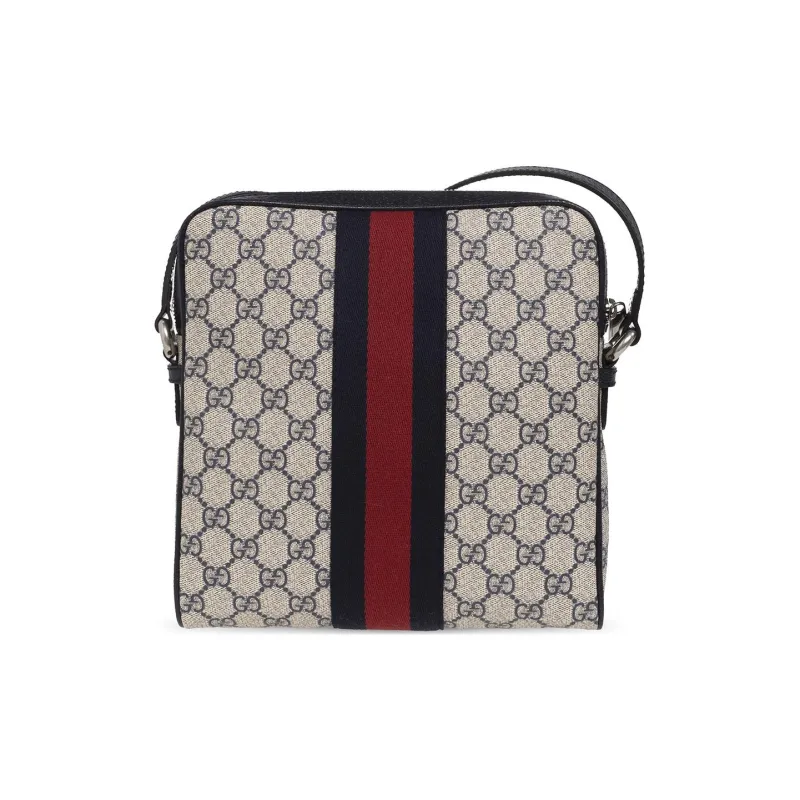 GUCCI Ophidia Canvas With Leather Trim Messenger Bag, Shoulder Bag, Crossbody Bag Trumpets Men's Beige/Blue-2