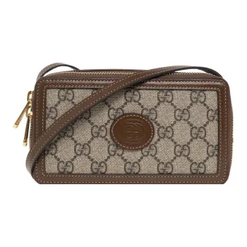 GUCCI Canvas With Leather Box Bag, Shoulder Bag, Crossbody Bag Mini Unisex Ebony/Brown
