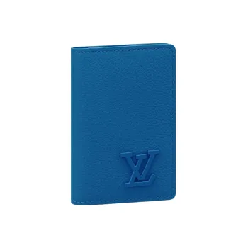 LOUIS VUITTON Cow Leather Wallet Men's Blue