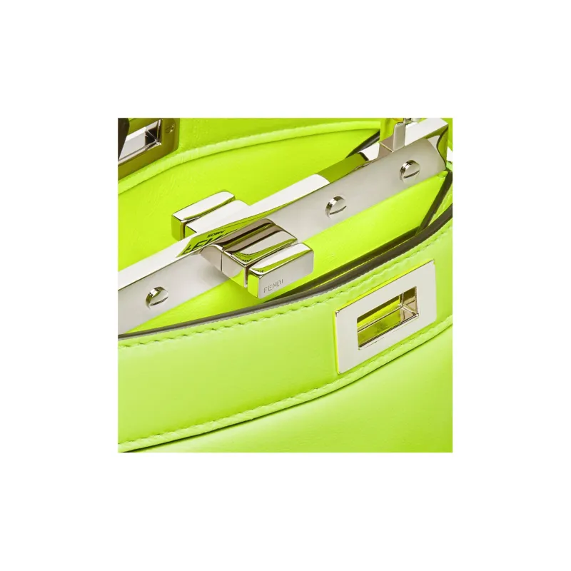FENDI Peekaboo ISeeU Lambskin Shoulder Bag Crossbody Bag Handbag Extra Small Women's Neon Yellow-3