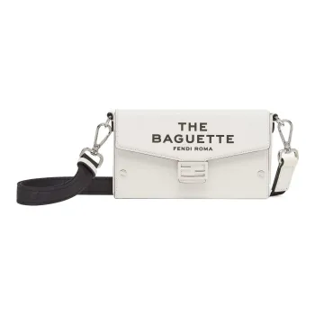 FENDI Marc Jacobs Collaboration Capsule Collection Baguette Calfskin Cell Phone Pouch Shoulder Bag Mini Men's White