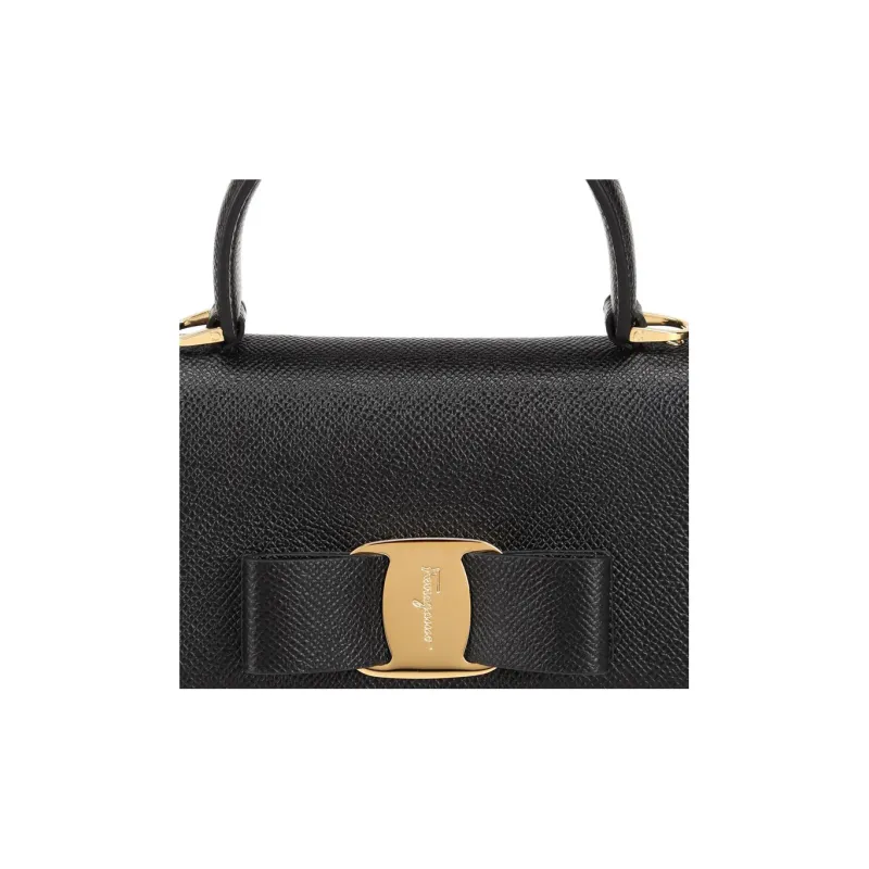 FERRAGAMO Cow Leather Portable Crossbody Bag, Shoulder Bag Trumpets Women's Black-3