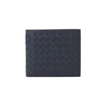Bottega Veneta Cow Leather Wallet Men's Dark Blue