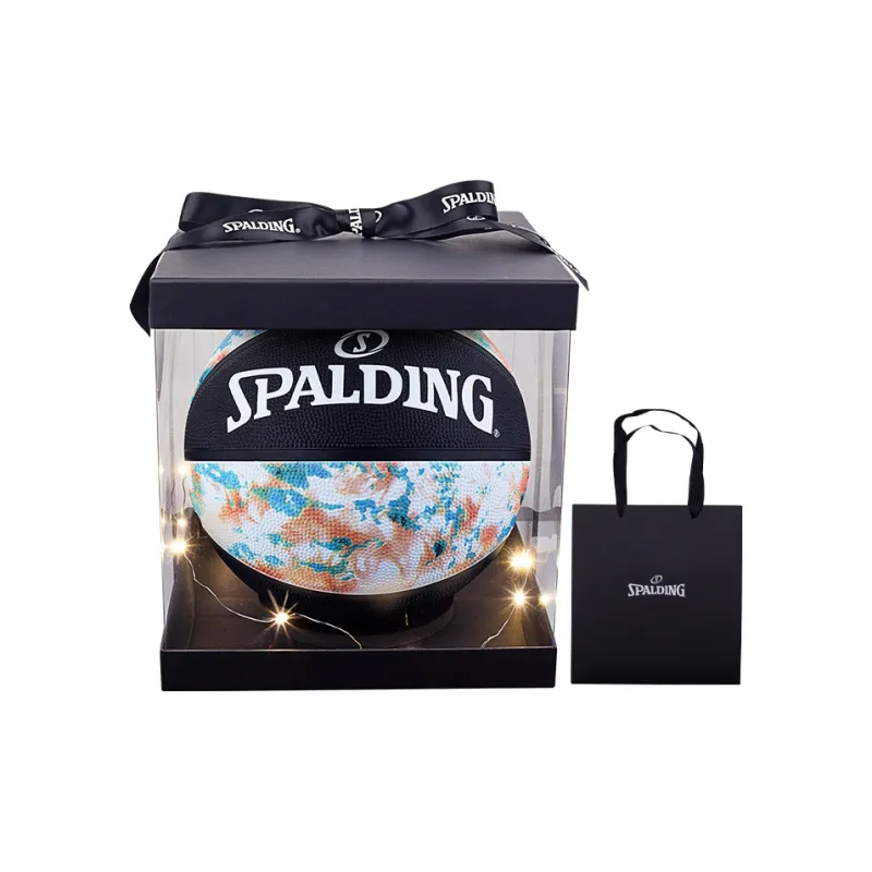SPALDING Trend Series Rubber Basketball Blue Floral Size 7 Training Match Unisex-0